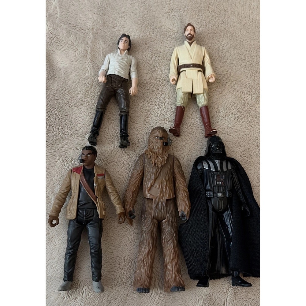 Star Wars Action Figures Lot Of 5 Finn Darth Vader Chewbacca Han Solo Obi Wan